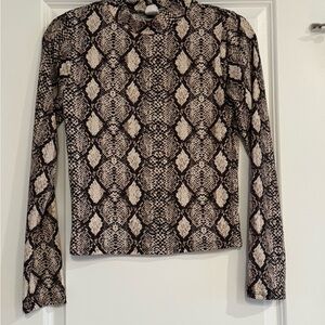 Caution To The Wind Black and Cream Patterned Long Sleeve Top